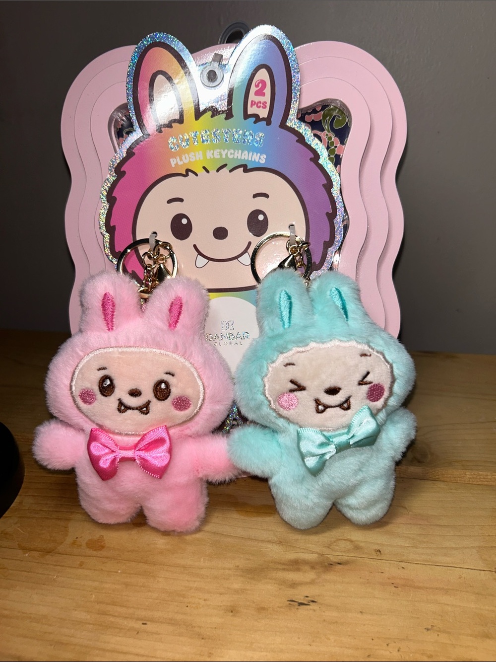 Set of 2 plush bagcharm:keychains Cutesters, collectibles by Danbar GlobalNWT